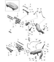 Impianto di scarico / Turbocompressore gas di scarico / Catalizzatore / Sonda Lambda (Modello: CTMA,CTM, CTLA,CTL, DCNA,DCN, DHKA,DHK) 95B.1 Macan 3.0L / 3.6L 2014-18