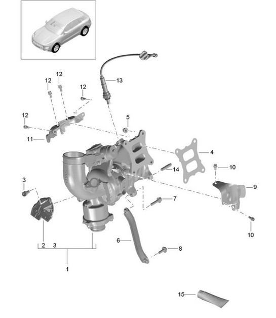 Diagram 202-030 Porsche 卡宴 9PA1 (957) 2007-2010 燃油系统、排气系统