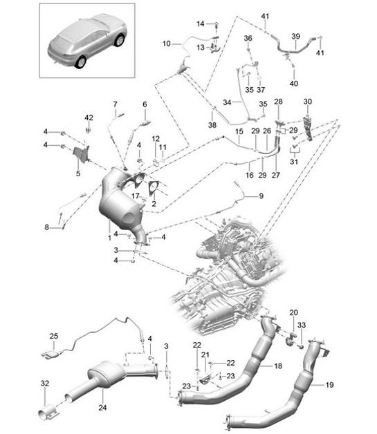 Diagram 202-035 Porsche 996 C4 3.4L 1997-08/01 Fuel System, Exhaust System