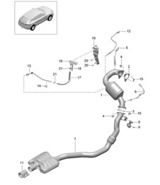 Sistema di scarico / Tubo di scarico con: / Catalizzatore / Filtro antiparticolato diesel / Linea di controllo (Modello: CDUD) 95B.1 Macan 3.0L Diesel 2014-18
