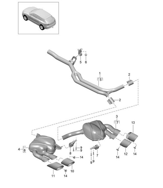 Diagram 202-055 Porsche 997 GT3 2007>> Fuel System, Exhaust System