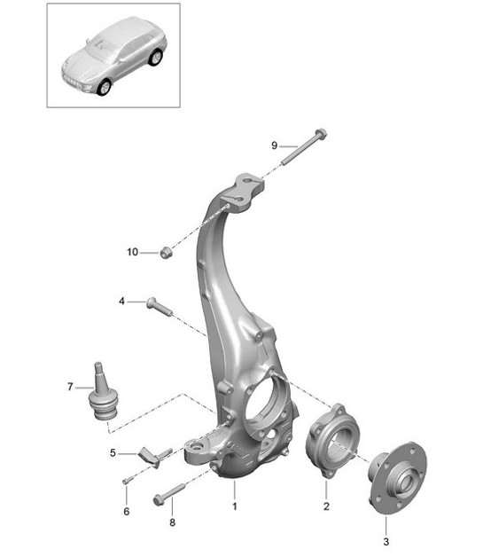 Diagram 401-010 Porsche Cayenne Turbo S V8 4.8L 汽油 550HP 前轴、转向 