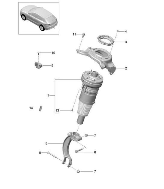 Diagram 402-005 Porsche Macan (95B) MK1 (2014-2018) Front Axle, Steering 