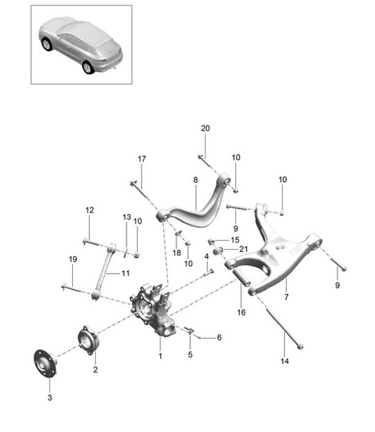 Diagram 501-000 Porsche Cayenne 9PA1 (957) 2007-2010 Rear Axle
