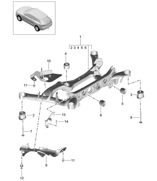 Diagram 501-005 Porsche 991 (911) MK2 2016-2018 Essieu arrière