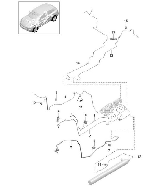 Adaptive suspension / Pressure line / SAUGLEITUNGEN (PR:1BK) 95B.1 Macan 2014-18