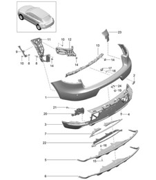 Rear bumper 95B.1 Macan 2014-18
