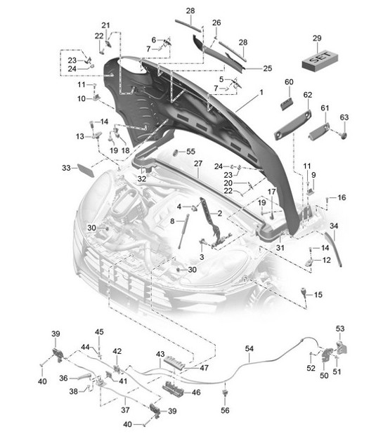 Diagram 803-000 Porsche Cayman 718 2.0L PDK (300 ch) Carrosserie