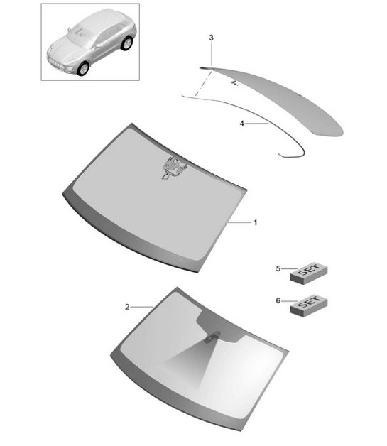 Diagram 805-000 Porsche Macan (95B) MK1 (2014-2018) Carrosserie