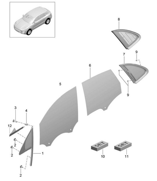 Diagram 805-005 Porsche Macan (95B) MK1 (2014-2018) Carrozzeria