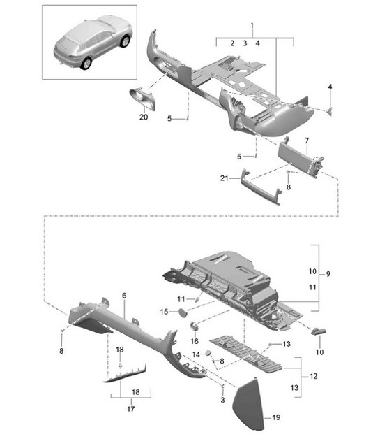 Diagram 809-010 Porsche Macan Turbo 3.6L V6 400 CV Carrocería