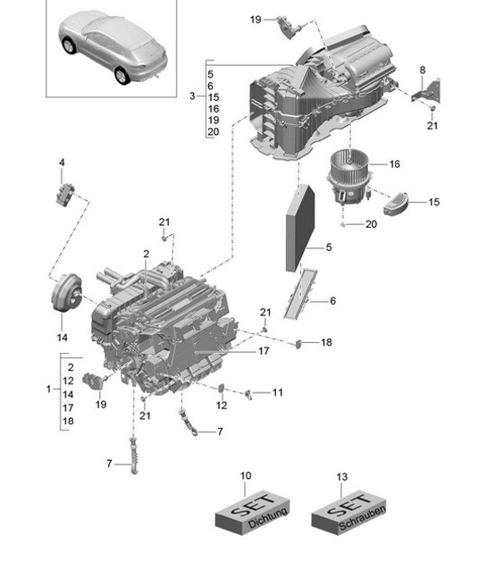 Diagram 813-050 Porsche Macan (95B) MK1 (2014-2018) Carrosserie