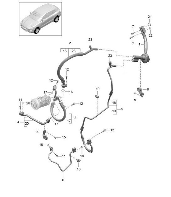 Diagram 813-072 Porsche Macan (95B) MK1 (2014-2018) Carrosserie