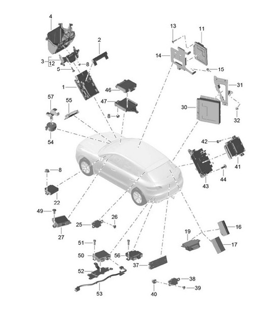 Diagram 901-003 Porsche 964（911）涡轮增压 3.6L 1991-93年 电子设备