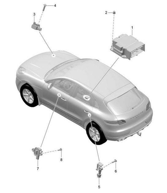 Diagram 901-005 Porsche Macan (95B) MK1 (2014-2018) Équipement électrique