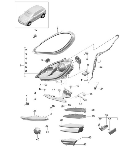 Diagram 905-000 Porsche Cayman 2.7L 987C 2006-08 Electrical equipment