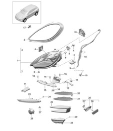 Faro principale a LED / Ripetitore indicatori di direzione / Luce side-marker (PR:8EX,8EY, 8IS) 95B.1 Macan 2017>>
