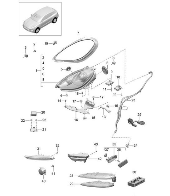 Diagram 905-003 Porsche 卡宴 GTS V8 4.8L 汽油 400HP 电子设备