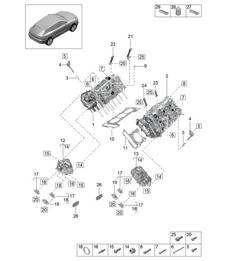 Cylinder head - PR:TV8 + GP2 - 95B (II / III) Macan 2.9L 2019 - 2024