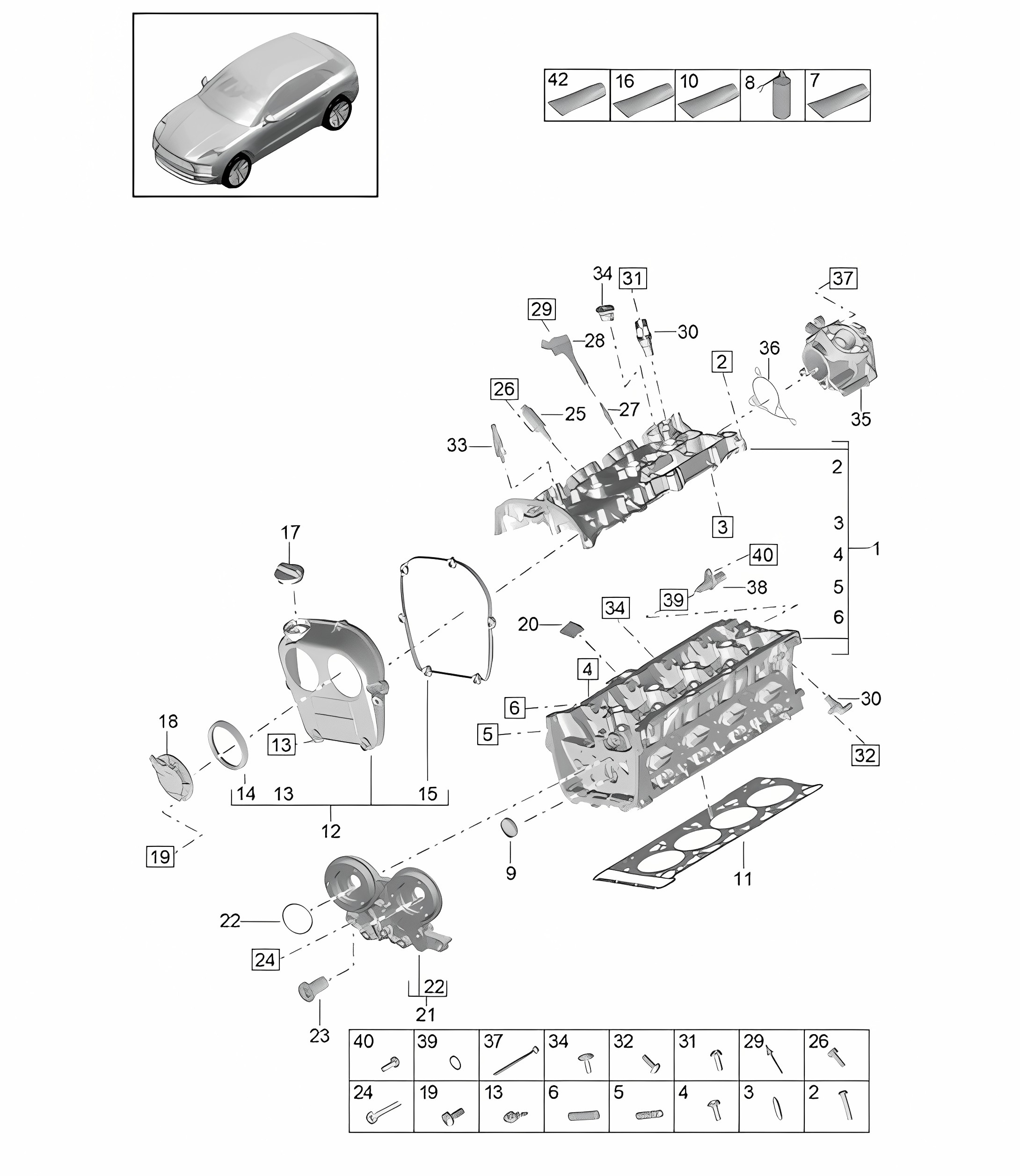 Cylinder head - PR:T2G - 95B (II / III) Macan 2.0L 2019 - 2024