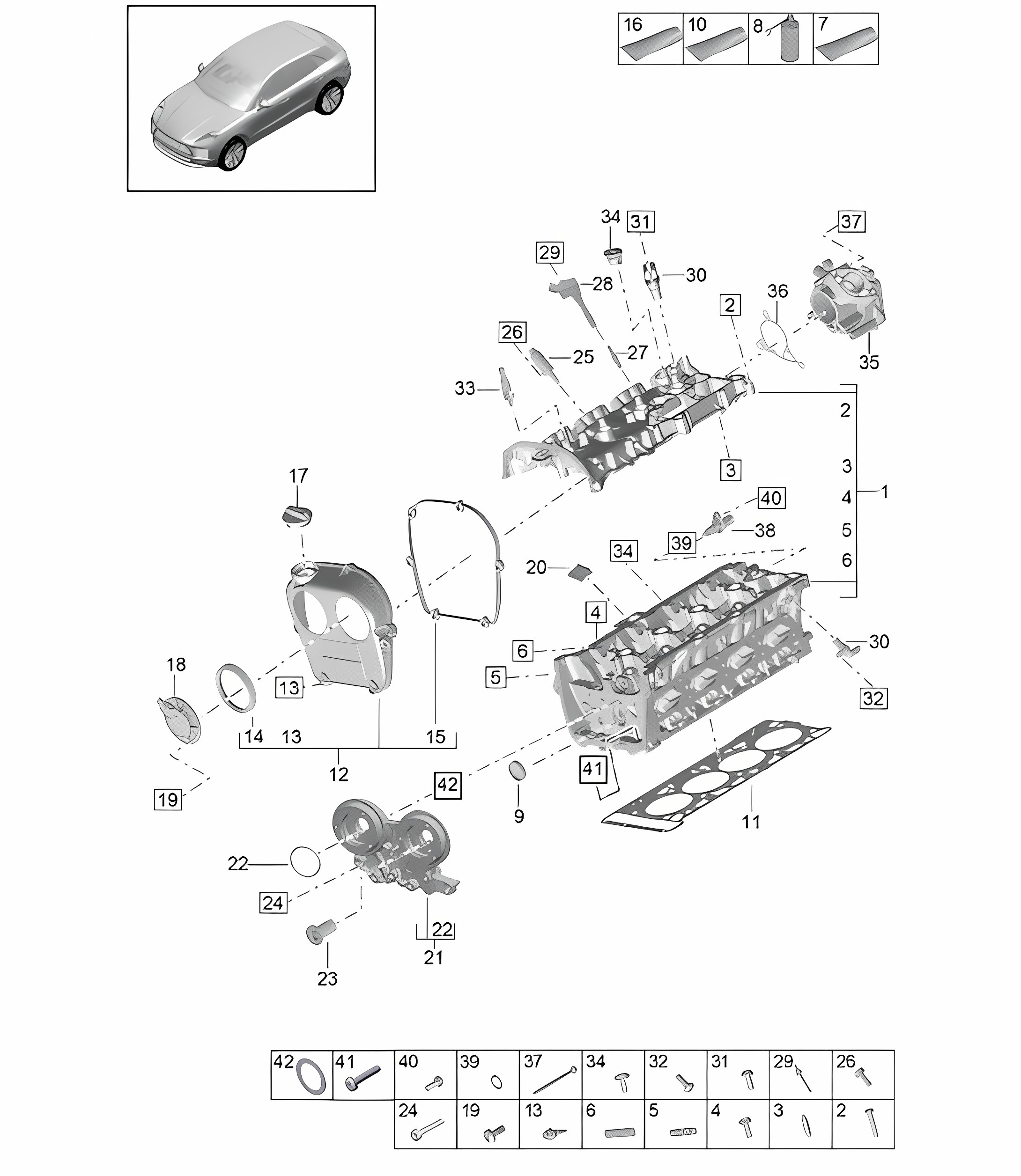 Cylinder head - PR:T2B - 95B (II / III) Macan 2.0L 2019 - 2024