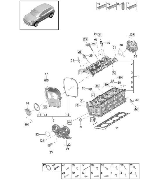 Diagram 103-020 Porsche Cayman S 718 2.5L PDK (350 Bhp) Engine