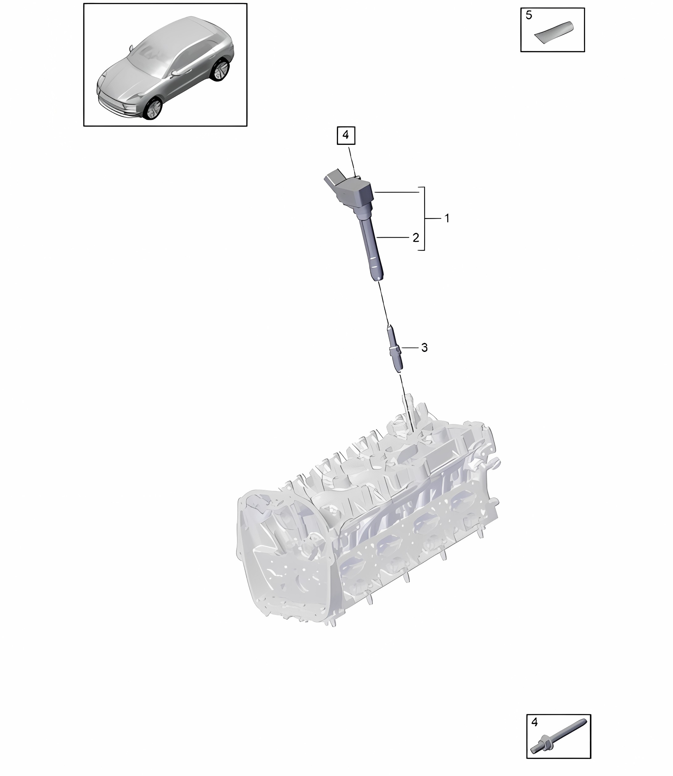 Cylinder head / Ignition coil - PR:T2G - 95B (II / III) Macan 2.0L 2019 - 2024