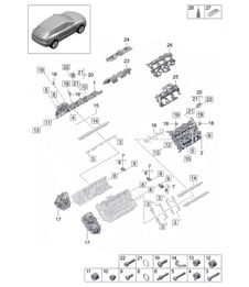 Valve cover / Sound absorber / Accessories - Model: DLZ,DLZB, DGR,DGRB, DGR,DGRC -  95B (II / III) Macan 2.9L / 3.0L 2019 - 2024