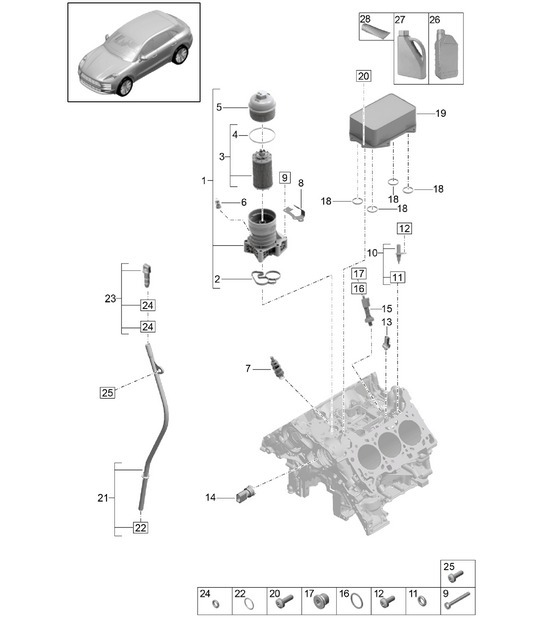 Diagram 104-100 Porsche Boxster S 986 3.2L 2003-04 Engine