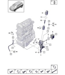 Oil filter / Console / Oil cooler  - PR:T2B - 95B (II / III) Macan 2.0L 2019 - 2024