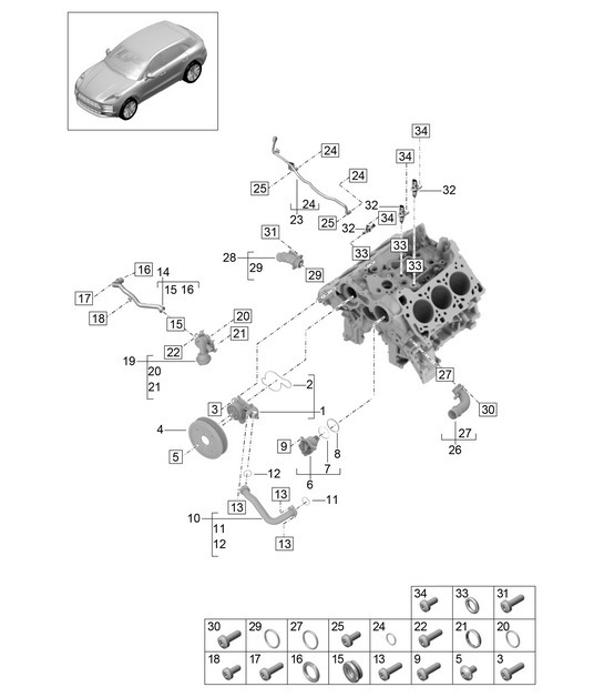 Diagram 105-005 Porsche Boxster 718 (982) 2017>> Engine