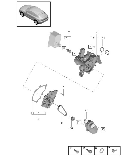 Diagram 105-020 Porsche Boxster 986/987/981 (1997-2016) Motor