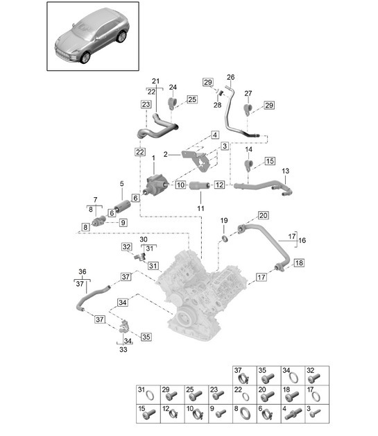 Diagram 105-055 Porsche Macan (95B) MK2 2019-2021 Engine