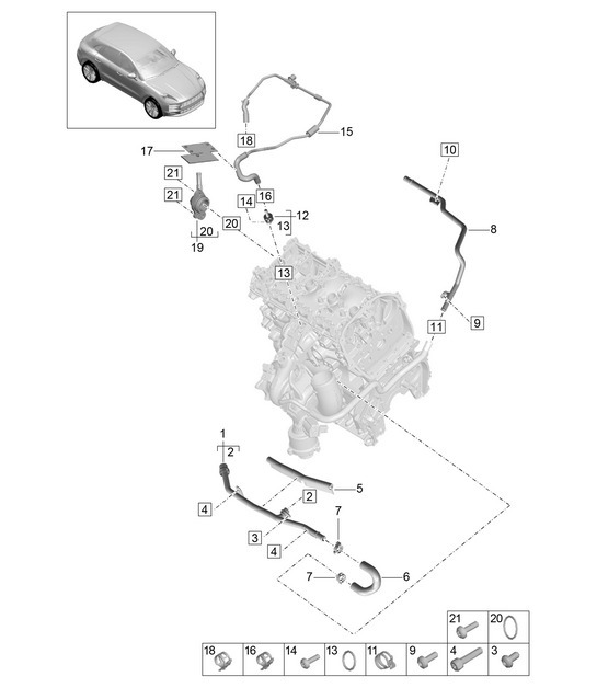 Diagram 105-060 Porsche 997 (911) MK2 2009-2012 Engine
