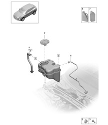 Vase d'expansion / Additif pour liquide de refroidissement - PR:L0L (Conduite à gauche) +GP1 - 95B (II / III) Macan 2019 - 2024