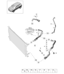 Coolant cooling system / Front end - PR:T2B - 95B (II / III) Macan 2.0L 2019 - 2024