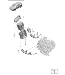Élément filtrant / Boîtier de filtre à air - PR:TV8 + GP2 - 95B (II / III) Macan 2.9L 2019 - 2024