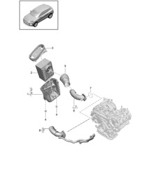Elemento filtrante de aire / Carcasa del filtro de aire - PR:DLZ,DLZB - 95B (II / III) Macan 3.0L 2019 - 2024