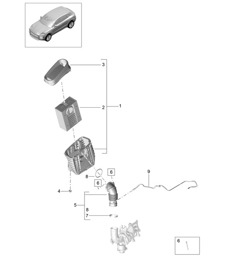 Elemento filtrante de aire / Carcasa del filtro de aire - PR:T2G, GP1 - 95B (II / III) Macan 2.0L 2019 - 2024
