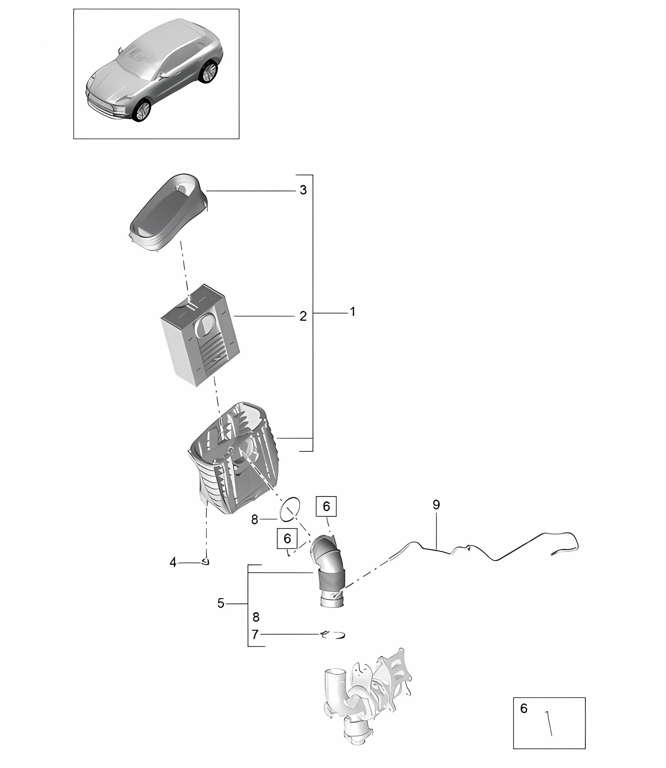 Air filter element / Air filter housing - PR:T2B - 95B (II / III) Macan 2.0L 2019 - 2024