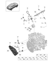 Conduite de collecte de carburant / Injecteur haute pression / Pompe haute pression - PR:T2G - 95B (II / III) Macan 2.0L 2019 - 2024