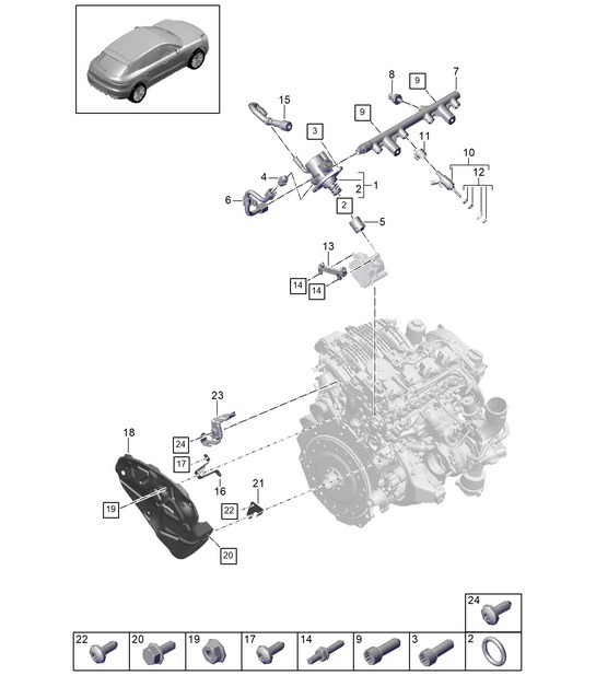 Diagram 107-020 Porsche 996 TURBO 2000-05 Engine