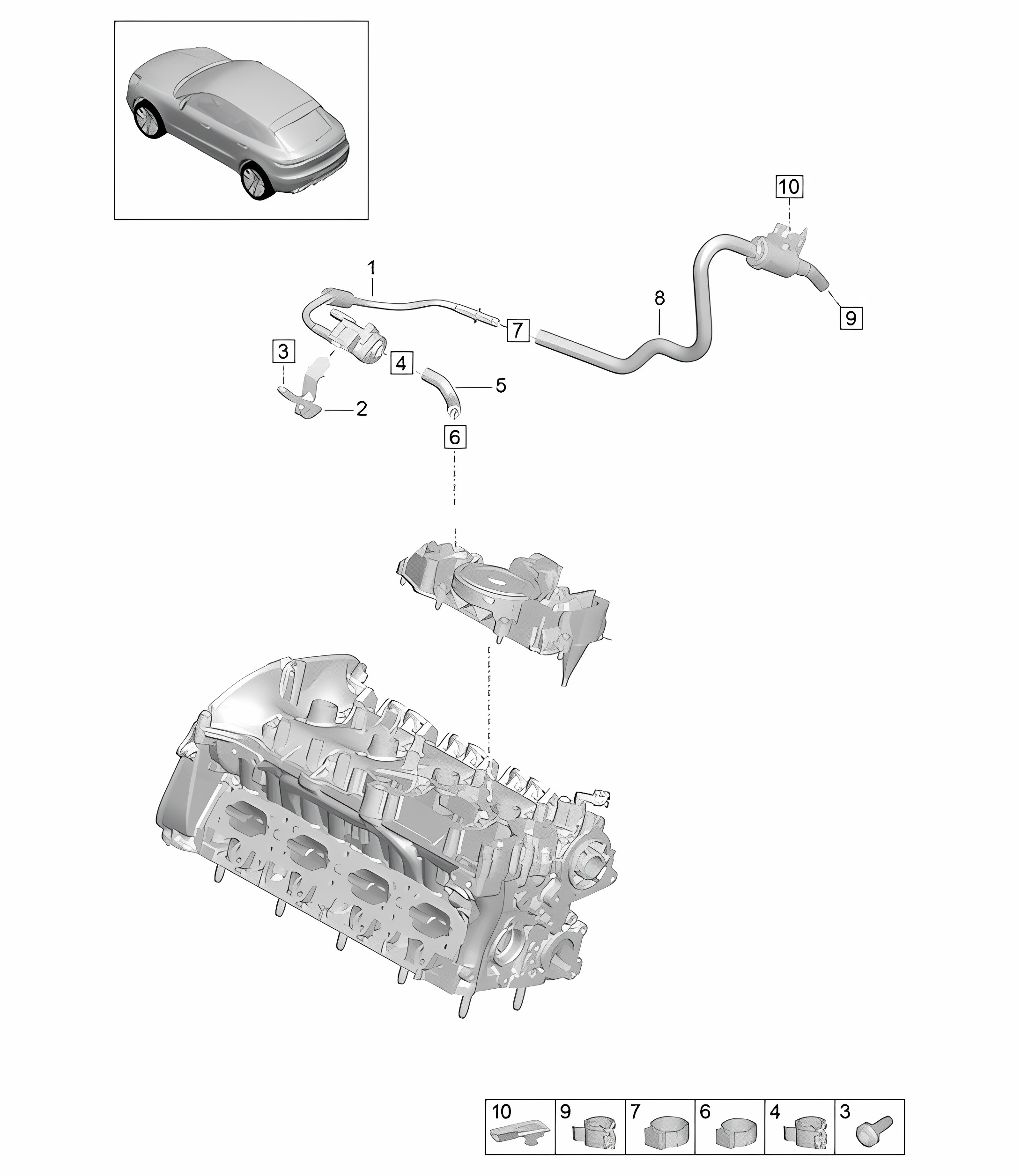 Breather line / Fuel tank - PR:T2B - 95B (II / III) Macan 2.0L  2019 - 2024