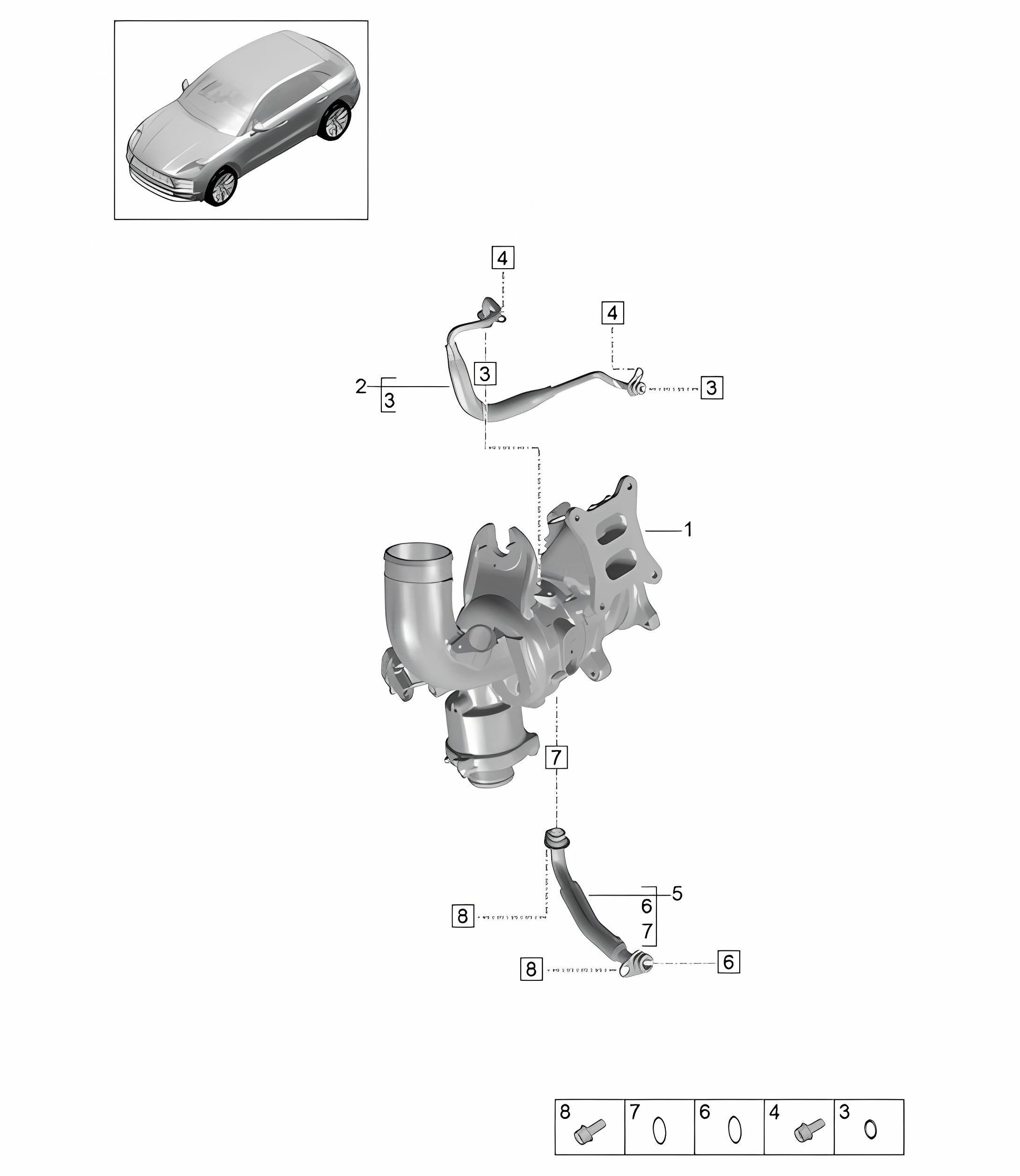 Oil pressure line for Exhaust Gas Turbocharger - PR:T2G - 95B (II / III) Macan 2.0L 2019 - 2024