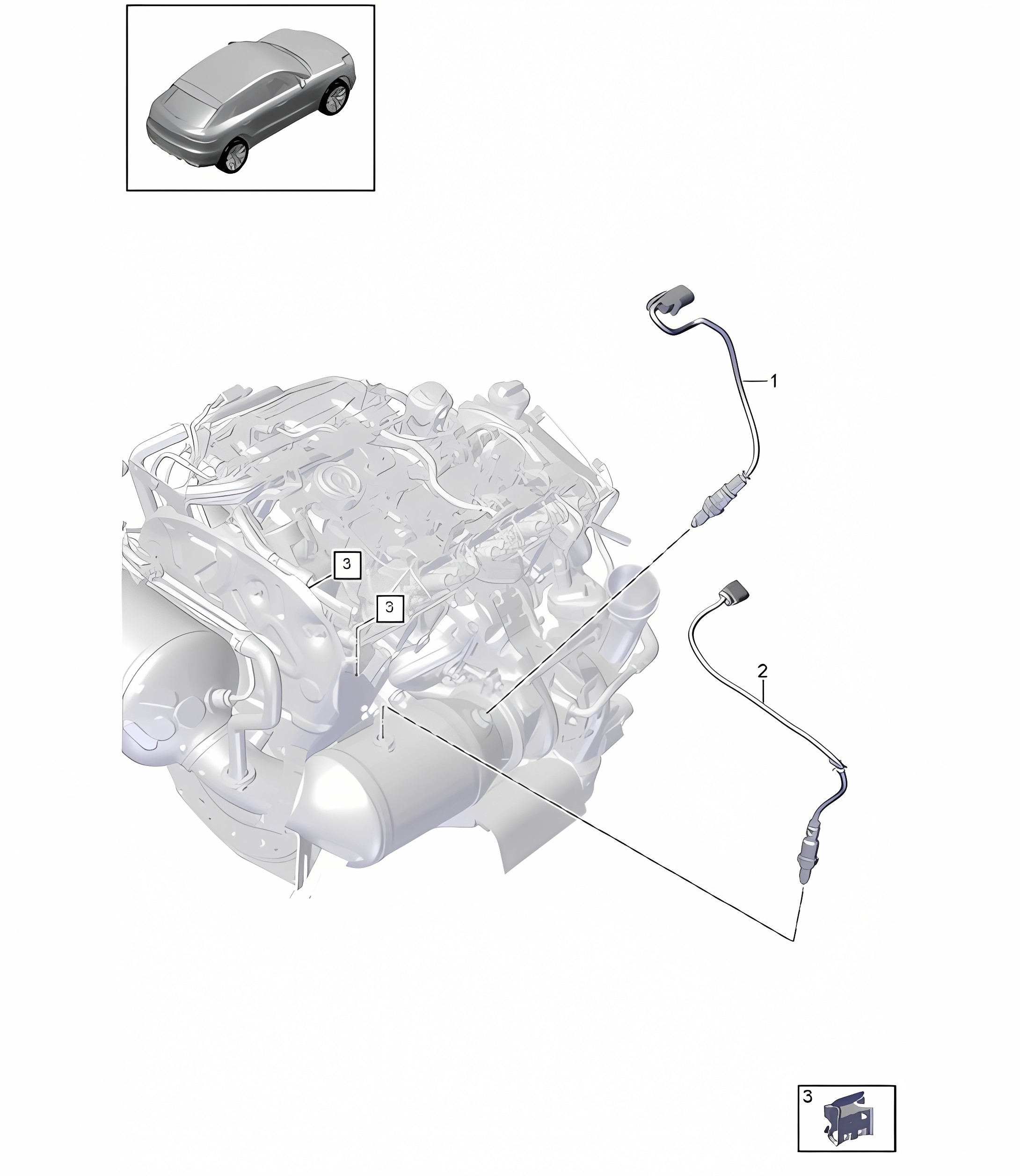 Lambda probe / Temperature sensor - PR:4BI, 7CR + T2B + GP2 -  95B (II / III) Macan 2.0L 2019 - 2024
