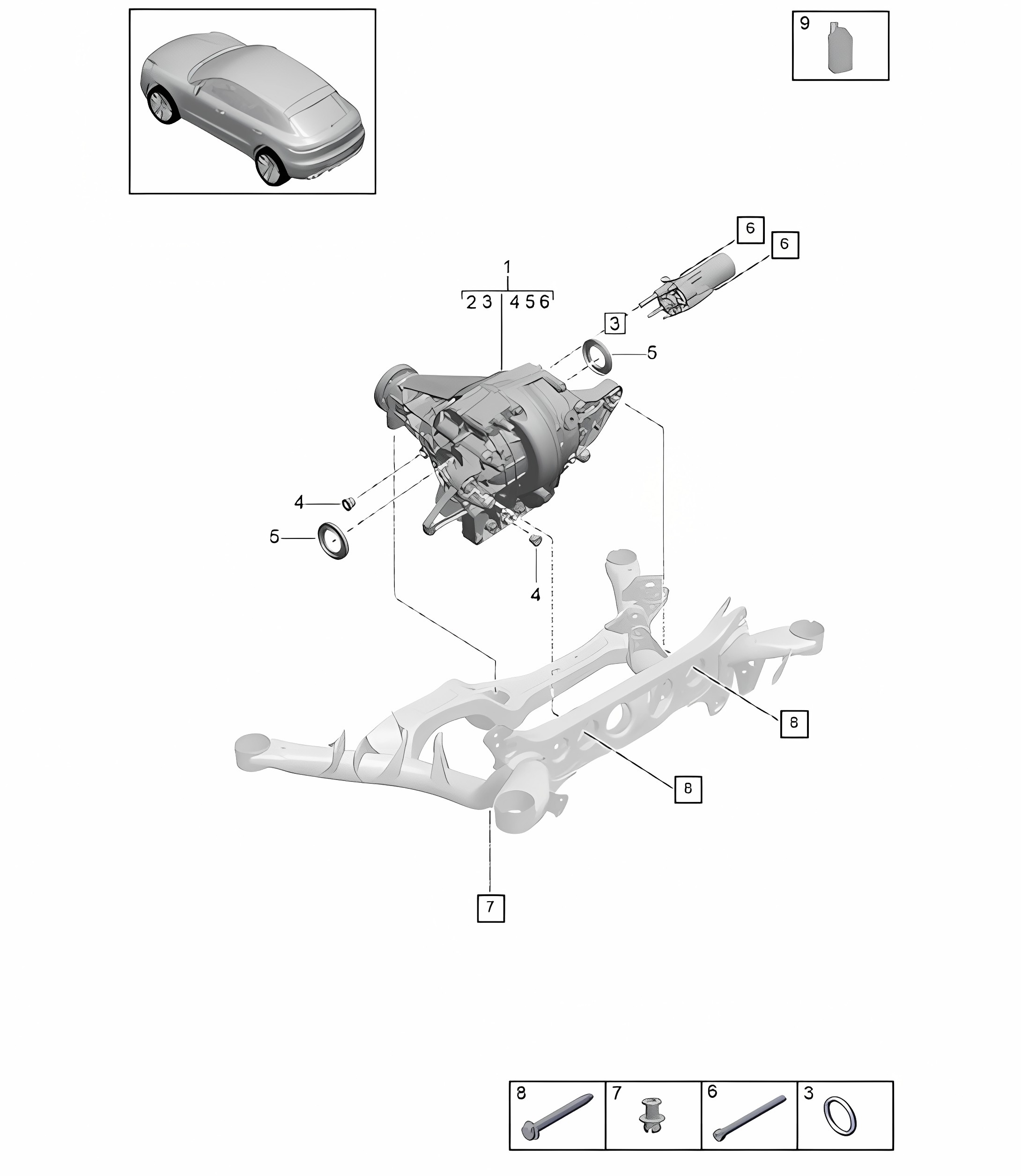 Rear axle differential - PR:1Y1 - 95B (II / III) Macan 2019 - 2024