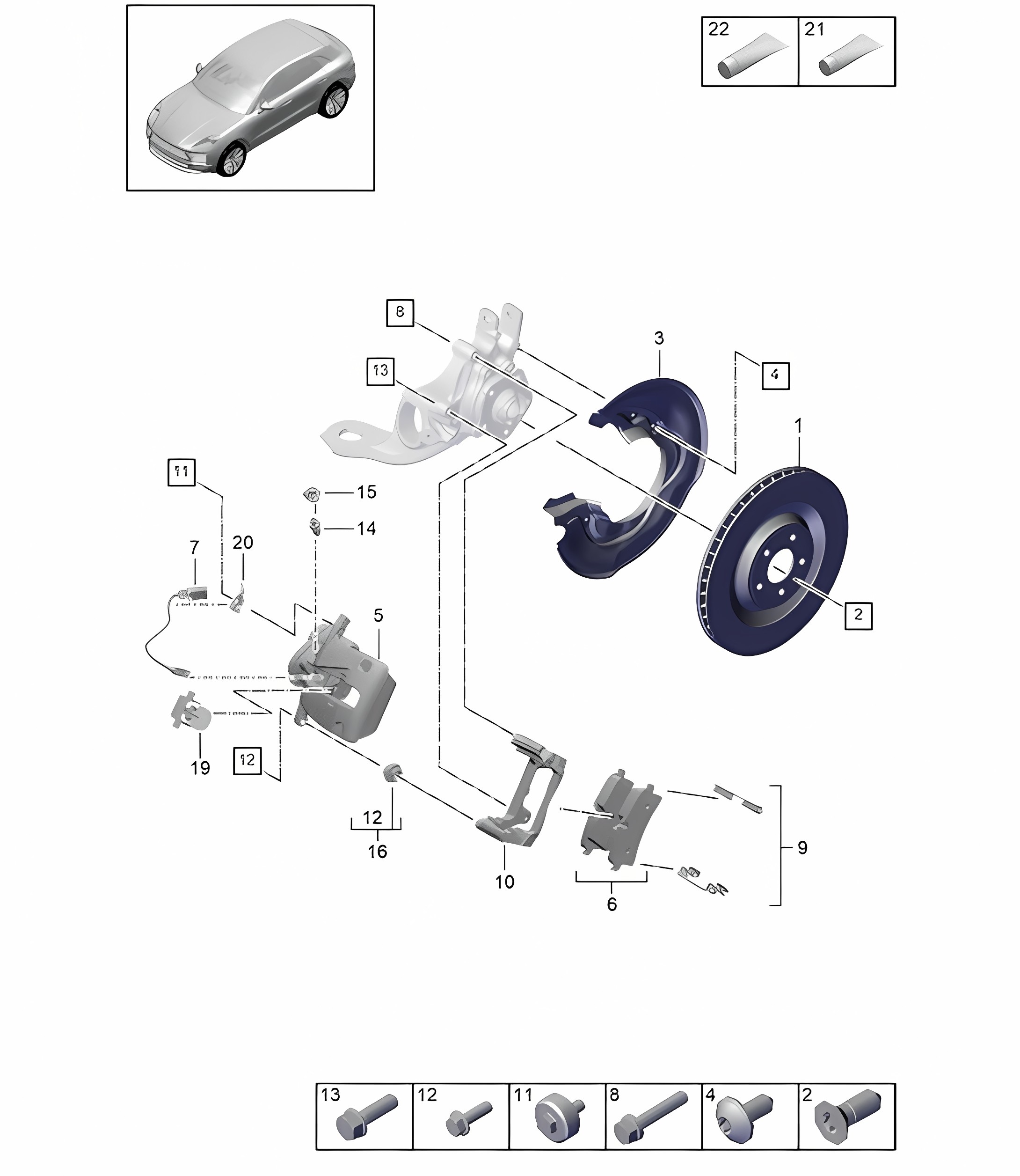 Disc brake / Rear axle - GREY / RED - PR:1KE, 1KY -  95B (II / III) Macan D >> - MJ 2021
