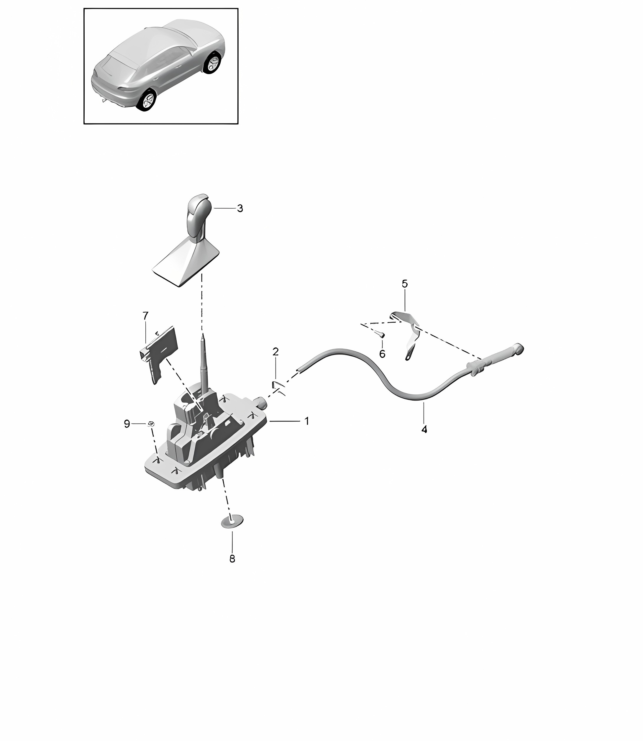 Selector lever - PDK -  95B (II / III) Macan D - MJ 2022>>