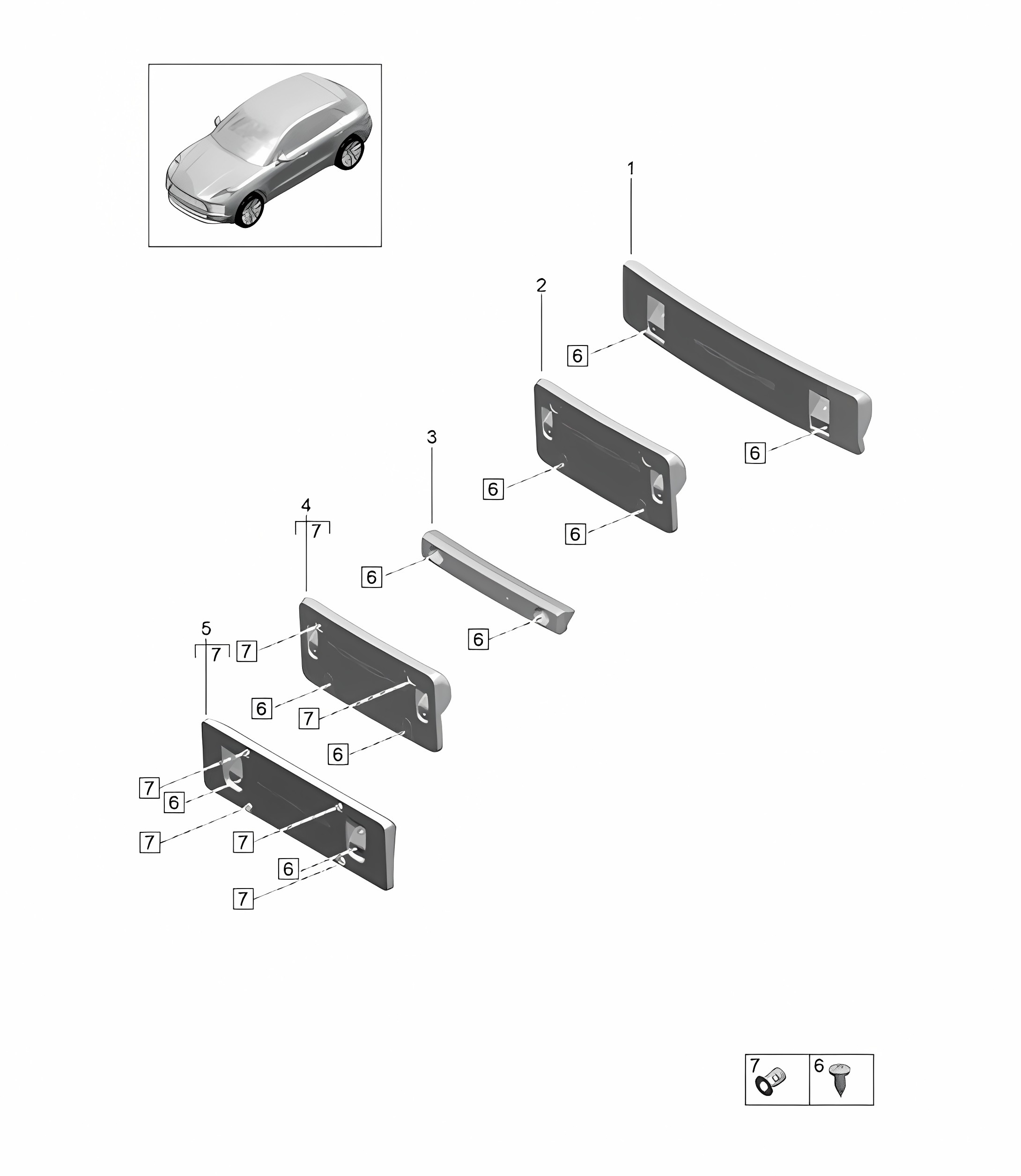 Licence plate holder - Turbo -  95B (II / III) Macan 2019 - 2024