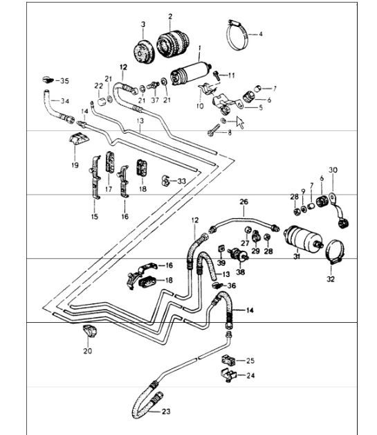 Diagram 201-05 Porsche 卡宴 3.6L 2007>> 燃油系统、排气系统